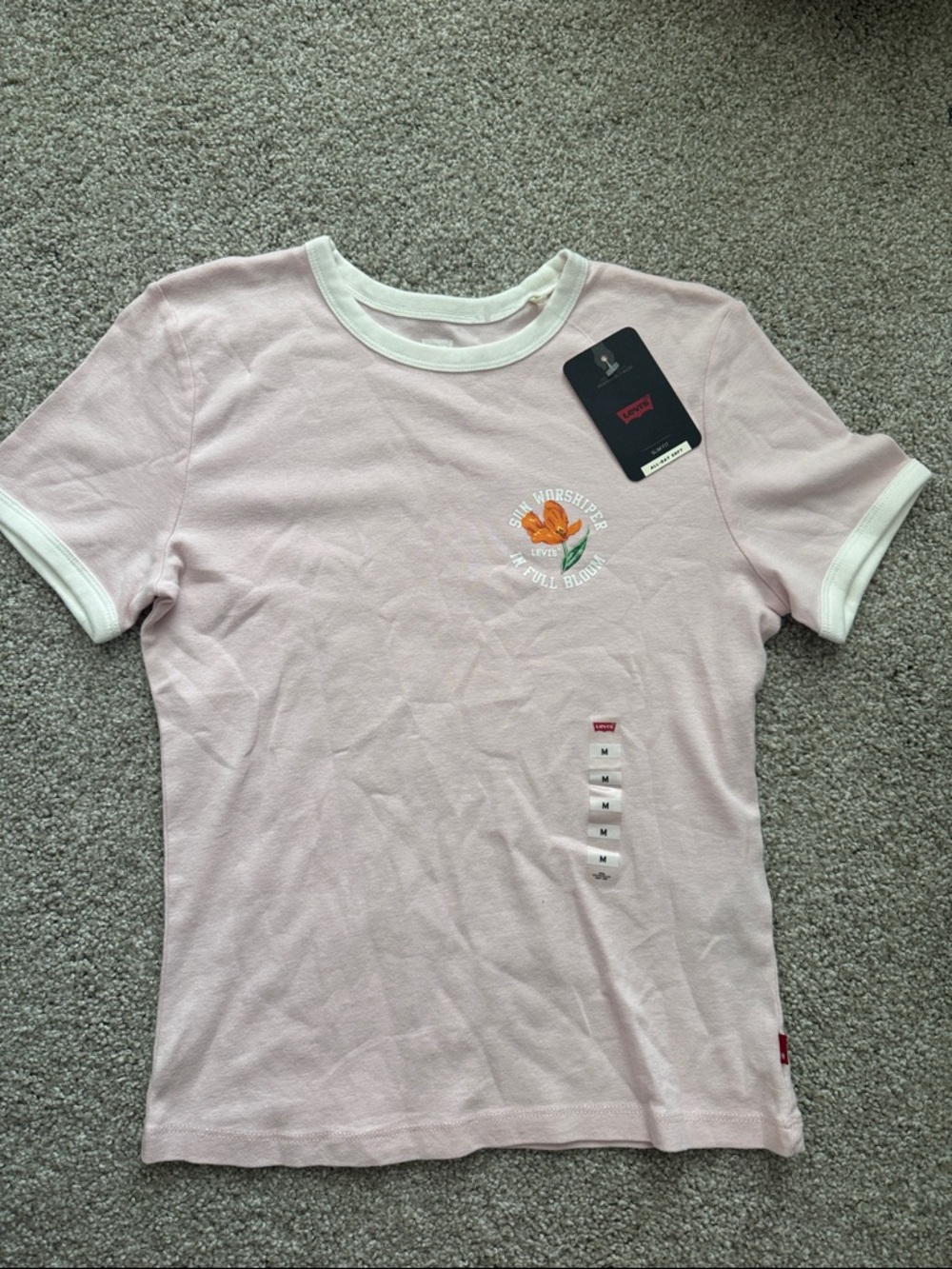 Levi's Light Pink Ringer Tee with Floral Graphic Sun Worshipper